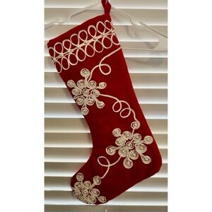 Holiday Collection Red And White Pearl Christmas Stocking Cottagecore